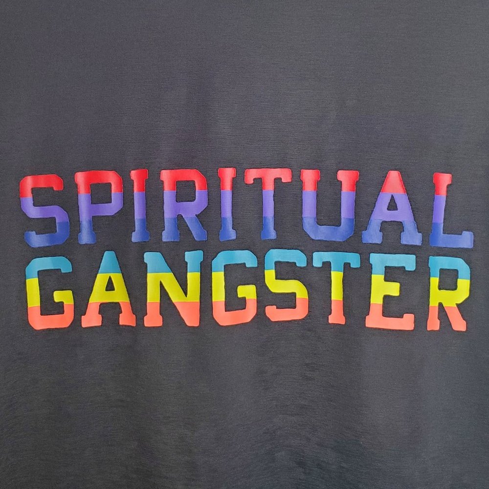 Black Spiritual Gangster long sleeve T- shirt with Rainbow lettering (NWT)